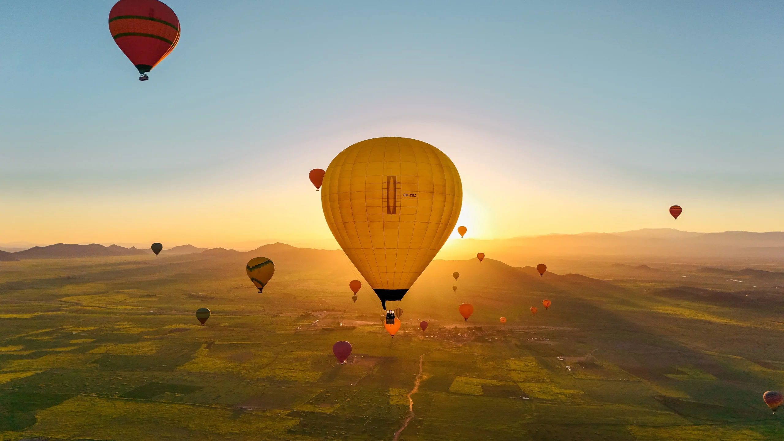 Panoramic Atlas Mountains view from hot air balloon marrakech