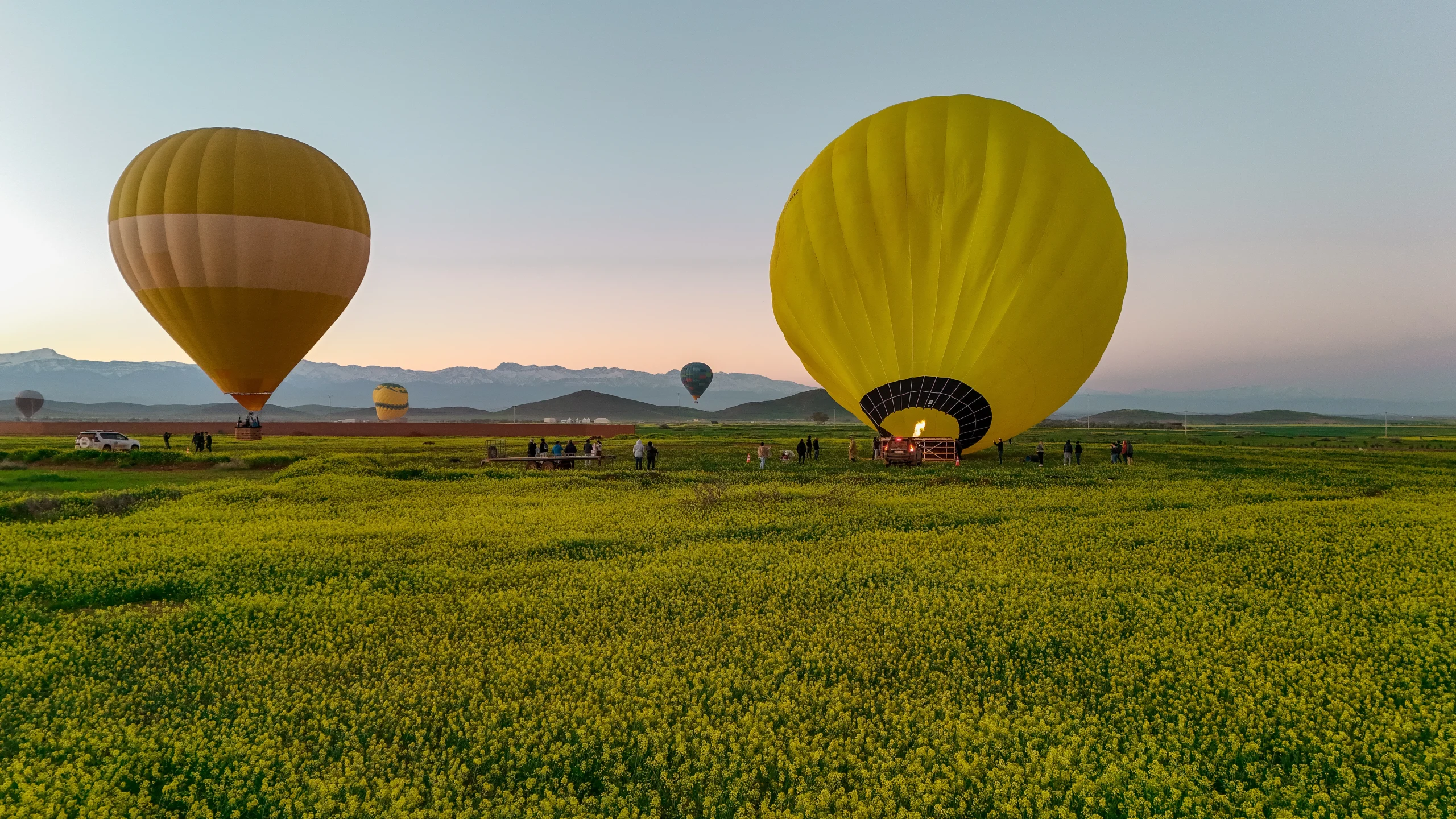 Traditional Moroccan breakfast after hot air balloon Marrakech Morocco landing